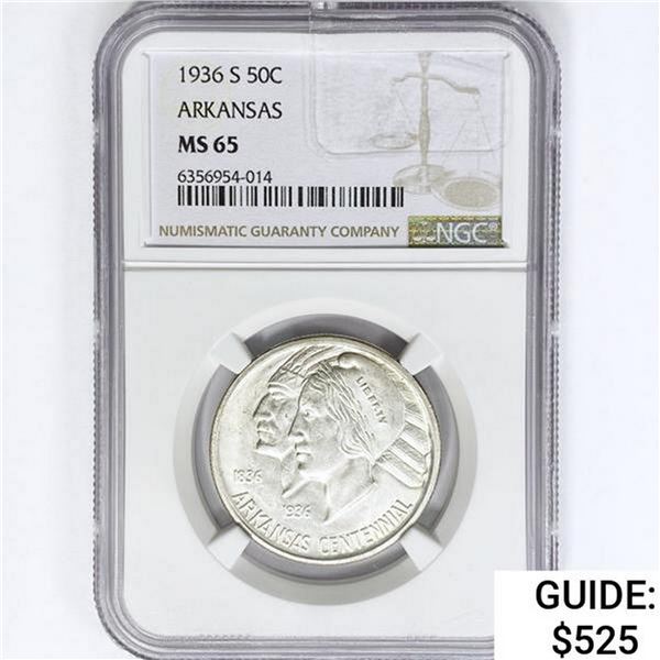 1936-S Arkansas Half Dollar NGC MS65