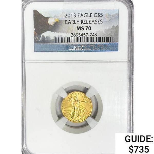 2013 US 1/10oz Gold $5 Eagle NGC MS70