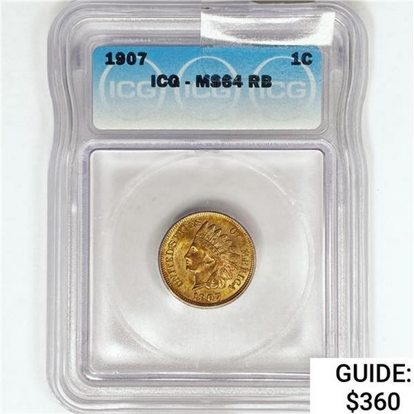 1907 Indian Head Cent ICG MS64 RB