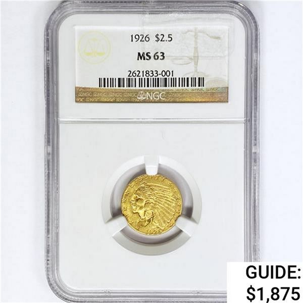 1926 $2.50 Gold Quarter Eagle NGC MS63