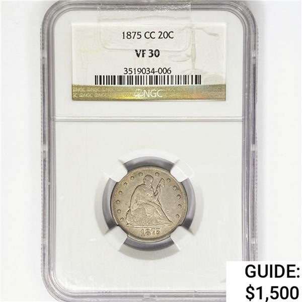 1875-CC Twenty Cent Piece NGC VF30