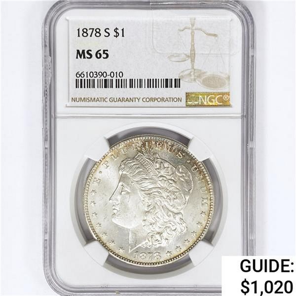 1878-S Morgan Silver Dollar NGC MS65