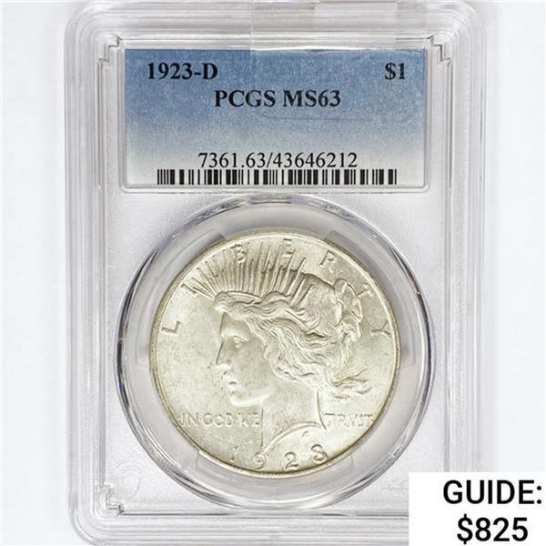 1923-D Silver Peace Dollar PCGS MS63