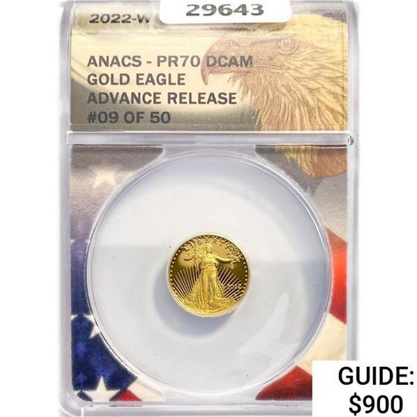 2022-W $5 1/10oz American Gold Eagle ANACS PR70 DC