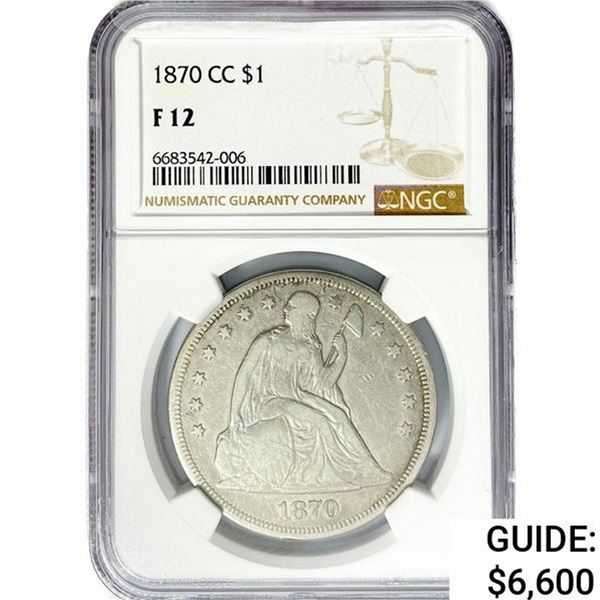 1870-CC Seated Liberty Dollar NGC F12