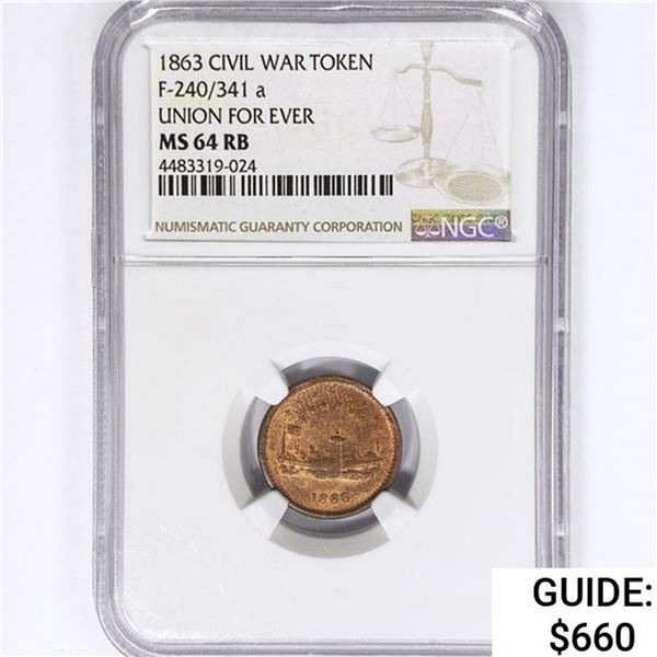 1863 Civil War Token NGC MS64 RB F-240/341 a