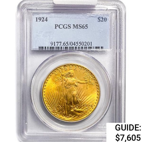 1924 $20 Gold Double Eagle PCGS MS65