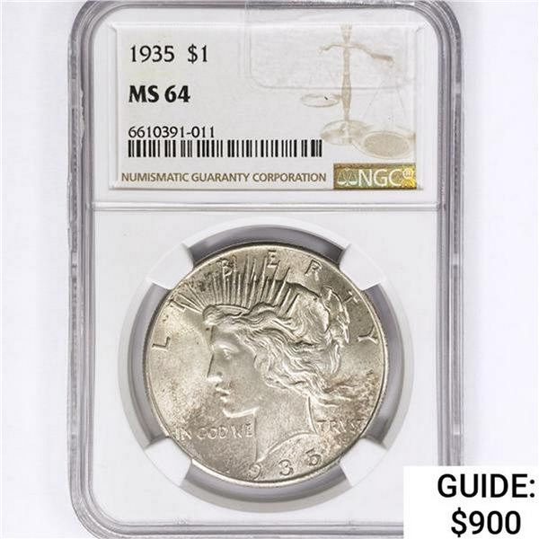 1935 Silver Peace Dollar NGC MS64