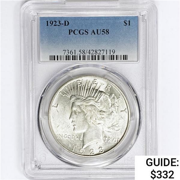 1923-D Silver Peace Dollar PCGS AU58