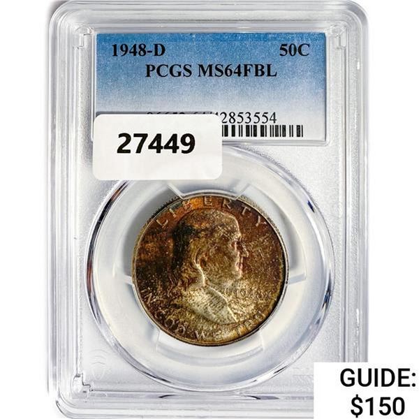 1948-D Franklin Half Dollar PCGS MS64 FBL