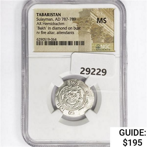 AD 787-789 Tabaristan AR Hemidrachm NGC MS