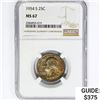 Image 1 : 1954-S Washington Silver Quarter NGC MS67