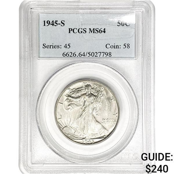 1945-S Walking Liberty Half Dollar PCGS MS64
