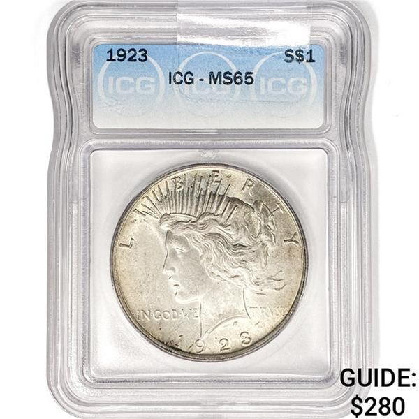 1923 Silver Peace Dollar ICG MS65