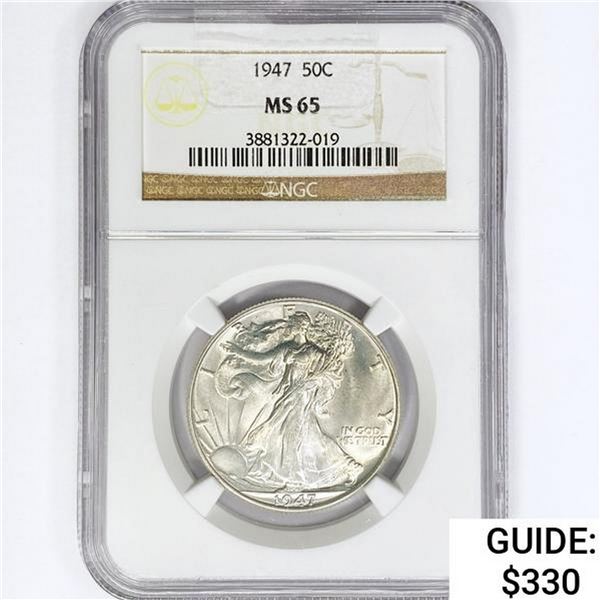 1947 Walking Liberty Half Dollar NGC MS65
