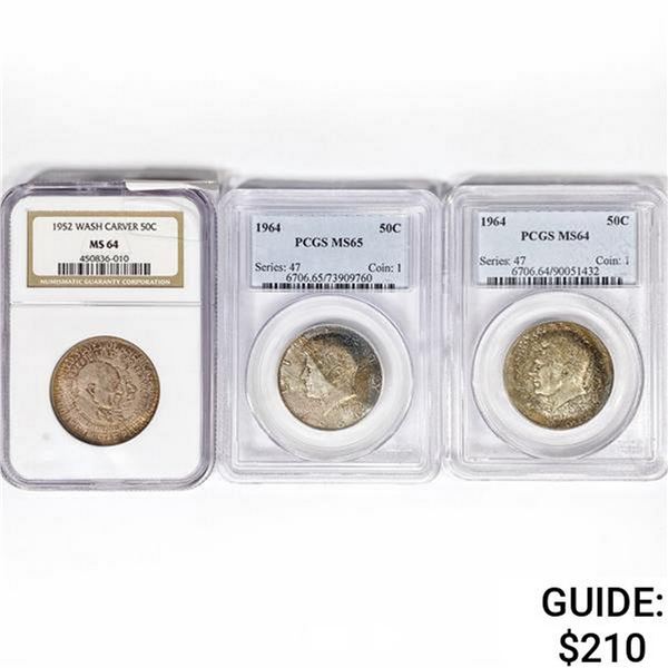[3] Varied US SILV Half Dollars PCGS/NGC MS64-5 (1