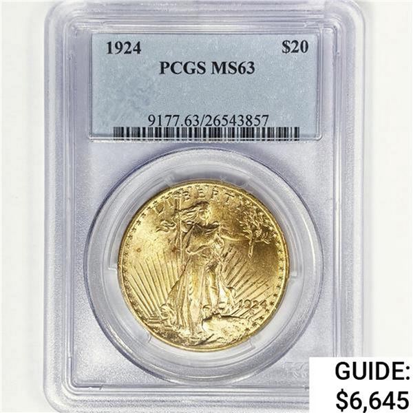 1924 $20 Gold Double Eagle PCGS MS63