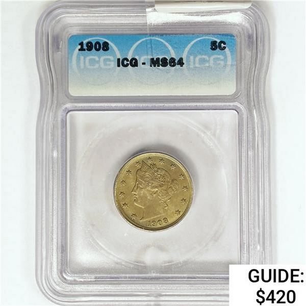 1908 Liberty Victory Nickel ICG MS64