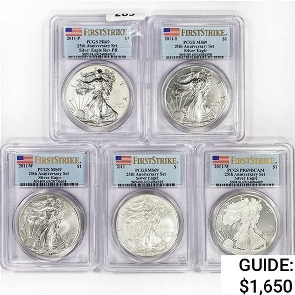 [5] 2011 US 5oz Silver $1 Eagle PCGS MS/PR69