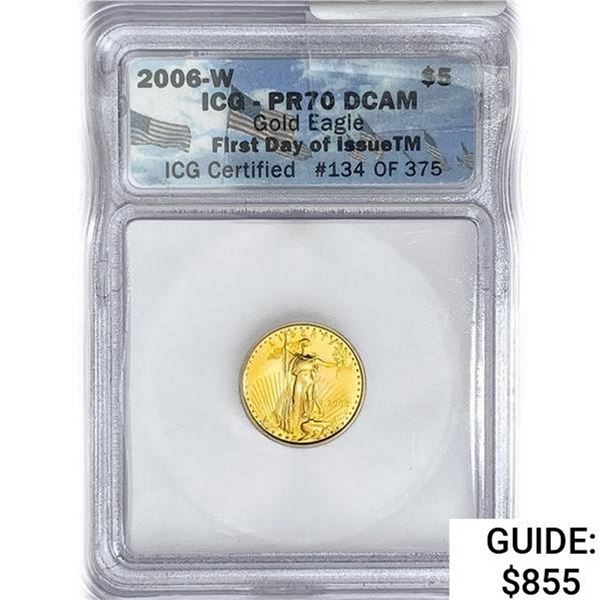 2006-W $5 1/10oz American Gold Eagle ICG PR70 DCAM