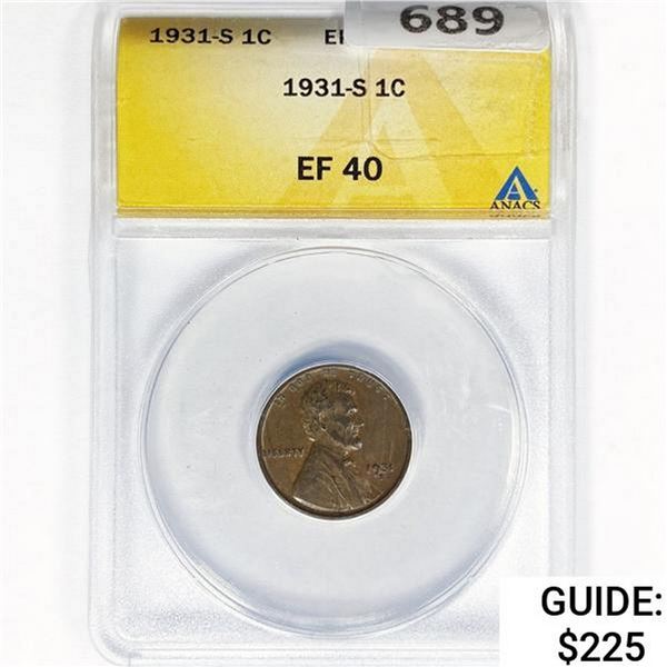 1931-S Wheat Cent ANACS EF40