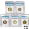 Image 1 : 1954-1984 Set [5] 4 Wash. 25C, 1 Jefferson 5C ICG