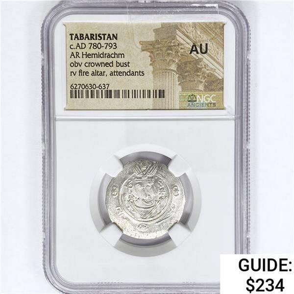 AD 780-793 Tabaristan AR Hemidrachm NGC AU