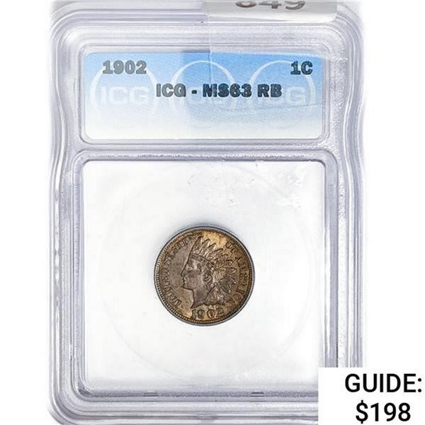 1902 Indian Head Cent ICG MS63 RB