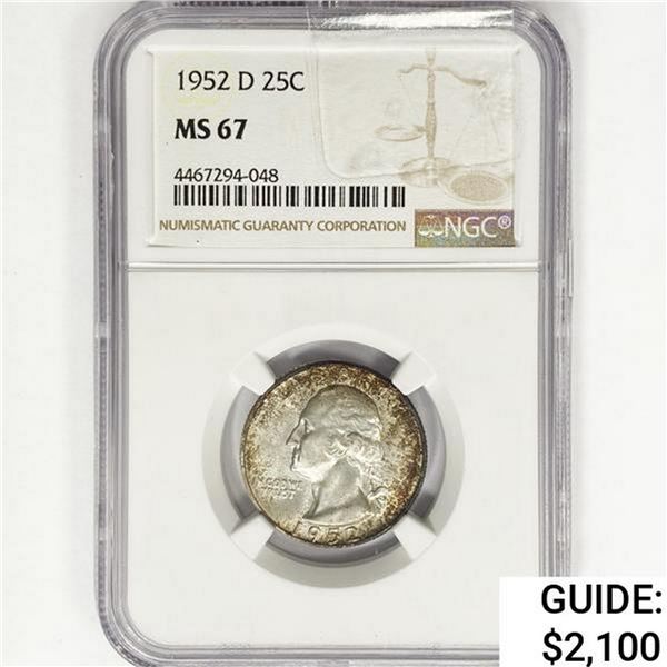 1952-D Washington Silver Quarter NGC MS67