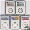 Image 1 : [5] Silver Quarters NGC PF69/70 UC