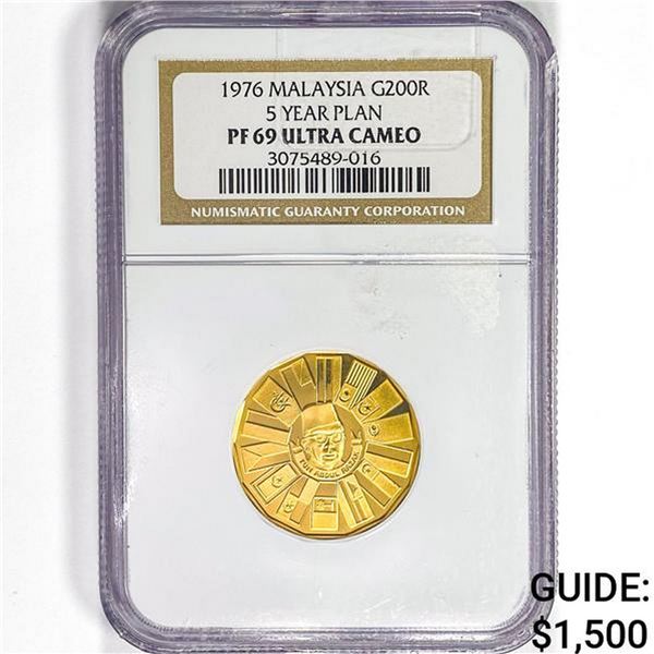 1976 Malaysia 200 Ringgit .211oz. Gold NGC PF69 UC