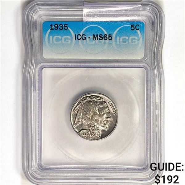 1935 Buffalo Nickel ICG MS65