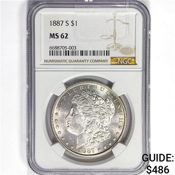 1887-S Morgan Silver Dollar NGC MS62