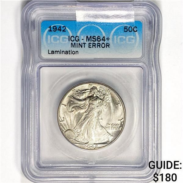 1942 Walking Liberty Half Dollar ICG MS64+ Laminat