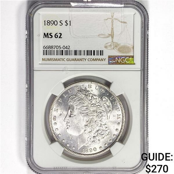 1890-S Morgan Silver Dollar NGC MS62
