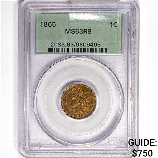 1865 Indian Head Cent PCGS MS63 RB