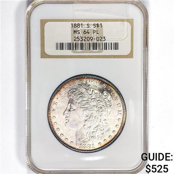 1881-S Morgan Silver Dollar NGC MS64 PL