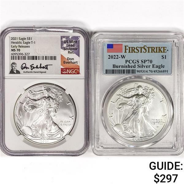 [2] American Silver Eagle NGC,PCGS 70 2021-2022