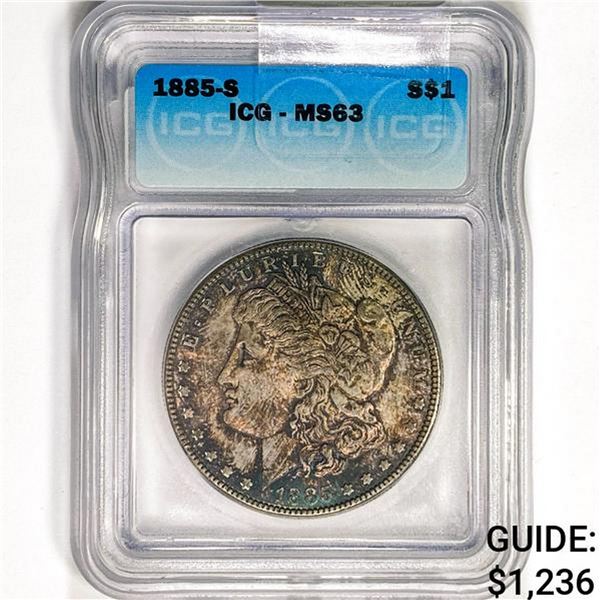 1885-S Morgan Silver Dollar ICG MS63