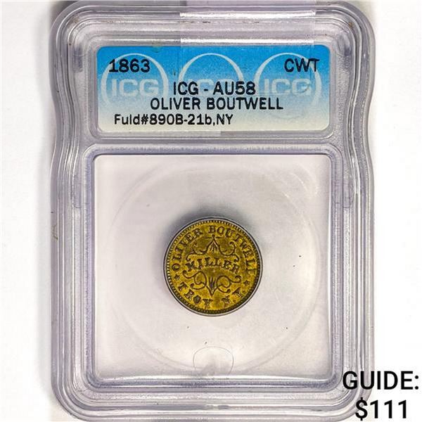 1863 NY CWT Fuld#890B-21b ICG AU58 Boutwell