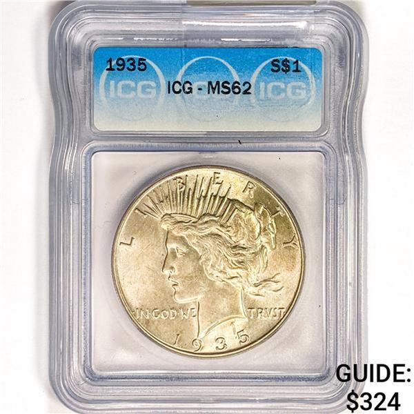 1935 Silver Peace Dollar ICG MS62