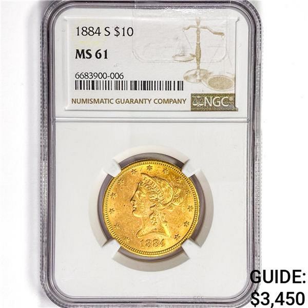 1884-S $10 Gold Eagle NGC MS61