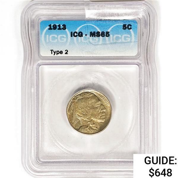 1913 Buffalo Nickel ICG MS65 Type 2