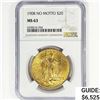 Image 1 : 1908 $20 Gold Double Eagle NGC MS63 NO MOTTO