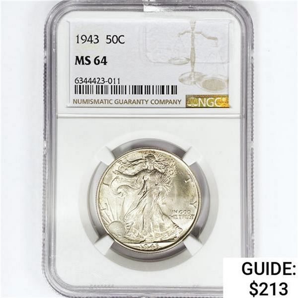 1943 Walking Liberty Half Dollar NGC MS64