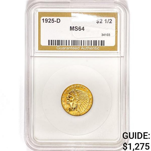 1925-D $2.50 Gold Quarter Eagle NGS MS64