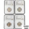 Image 1 : [4] Jefferson Nickels NGC MS66 (1949, 1955-D, 1955