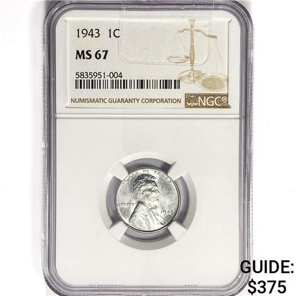 1943 Wheat Cent NGC MS67