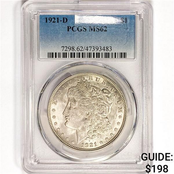 1921-D Morgan Silver Dollar PCGS MS62