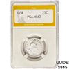 Image 1 : 1858 Seated Liberty Quarter PGA MS62